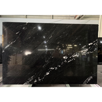 Slab Marmer Hitam Brasilia Poles Alami Ukuran Besar Kelas Atas untuk Dinding Latar TV Desainer Interior Foto Batch