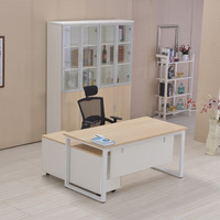 Meubles de travail de direction en forme de L modernes, bureau en bois pour patron, directeur, chaise de bureau avec tiroir