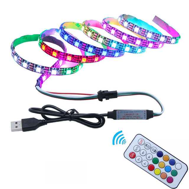 Ws2812B Led Strips WS2812 5V USB 5050 Music Wifi Rf Remote Alexa Voice Control Rgbic Addressable Rgb Smart Led Strip Light