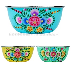 Mới Nhất Thép Không Gỉ Kim Loại Tùy Chỉnh Thiết Kế Salad Hoặc Trái Cây Phục Vụ Bát Tay Sơn Thép Bát Sản Xuất Tại Ấn Độ - Product Image 1