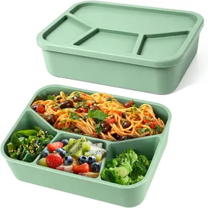 Silicone Bento Lunch Box With Lid Fresh Keeping Lunch Container Easy To Clean Microwave Safe Silicone Lunch Boxes