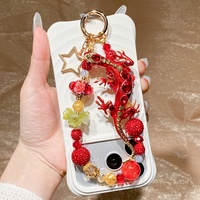 Cordon de téléphone Premium Red Gecko, chaîne de téléphone esthétique faite à la main avec perles de cristal, breloque universelle pour sac, bijou cadeau pour elle