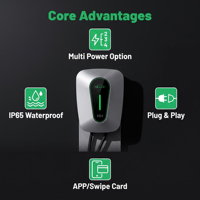 Borne de recharge murale domestique 7 kW AC avec fonction de répartition dynamique de la charge pour véhicules électriques – Station de recharge pour voitures électriques 7 kW Wallbox EV Charger