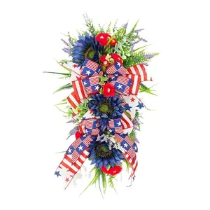 アメリカの戦利品愛国心が強い花輪7月4日記念日花輪ナショナルデイドアハンギング
