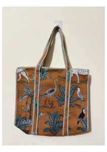 Bolsa de Mano Acolchada de Algodón Estilo Moderno Marrón, Bolsa de Mercado Hecha a Mano Personalizada, Bolsa de Hombro a Precio de Mayoreo - Product Image 2