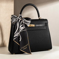 Écharpe en soie de luxe personnalisée pour femme, fine, longue et étroite, utilisable comme ruban pour cheveux, breloque de sac ou foulard pour queue de cheval