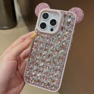 <span class=keywords><strong>Funda</strong></span> de Lujo para Teléfono de TPU Antigolpes con Orejas de Ratón y Pedrería para 16/17 Pro Max 15/16/12/13/14 con Decoración de Purpurina - Product Image 6