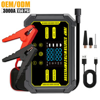 Emergency Starter with Air Compressor 150PSI Portable Car Battery Tire Inflator Air Compressor with Auto Shut-Off Emergency LED