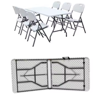Table pliante d'extérieur moderne en aluminium, tailles 4ft/6ft/8ft, légère, résistante aux intempéries, style ferme, pieds métalliques portables