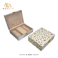 Boîte à bijoux en velours Webest, grande, pour mariage, emballage en cuir, boîte en velours avec miroir