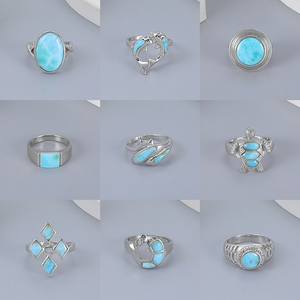 XYOP925スターリングシルバージュエリーPartysuデザインラリマーリングカスタマイズされた卸売ギフト女性用 - Product Image 2