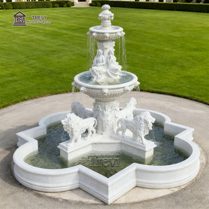 ट्रेवी घर में महिला मूर्तियों के साथ अतिरिक्त बड़ा आउटडोर संगमरमर का जल सिंह फव्वारा - Product Image 5