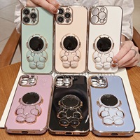 Coque de téléphone ELGZ en TPU+PC électroplaqué avec anneau support et cadre de protection d'appareil photo pour SAM A32/A53 5G, compatible charge sans fil, design Astronaute