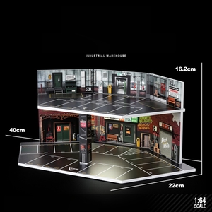 1:64 Maßstab Miniatur-Parkplatz-Diorama Realistische Kaffeebar-Autowaschanlage-Garagenszene mit Beleuchtung Diecast-Auto-Ausstellungsständer - Product Image 6