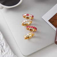 Bague J&D tendance en acier inoxydable plaqué or 18 carats, étanche, avec zircon coloré irrégulier, bijoux pour femmes