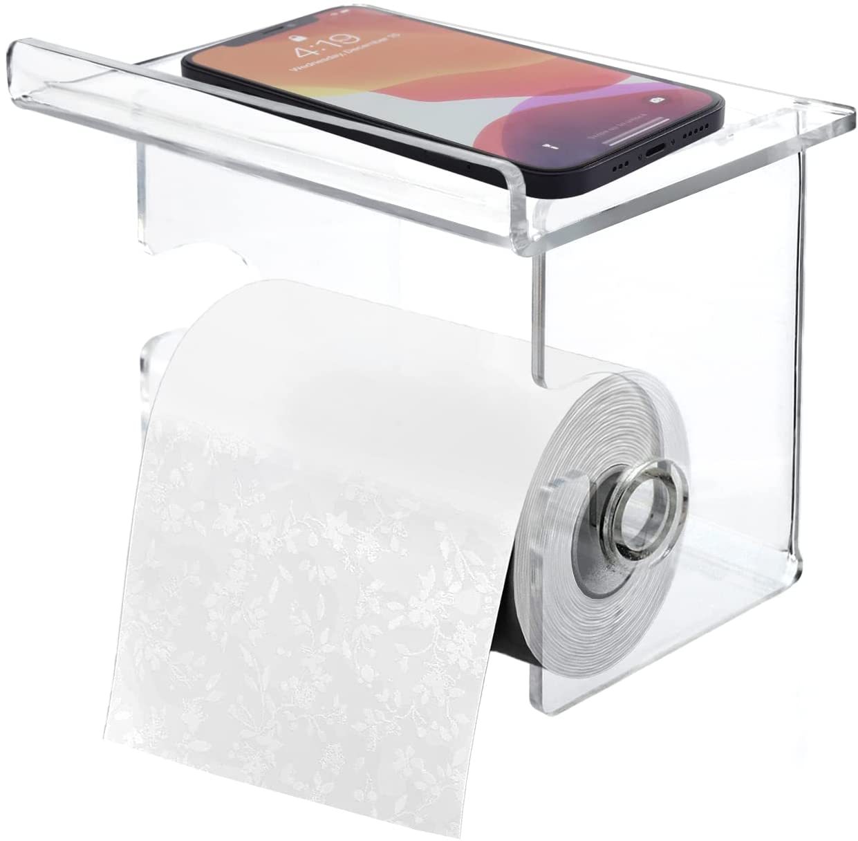 Arredamento Bagno Senza Fori Portarotolo Carta Igienica Senza Foratura - Autoadesivo In Acciaio Inox Con Ganci Per Bagno E Cucina Porta Carta Igienica Nero - 4