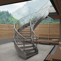 Escalier en métal de luxe sur mesure pour l'extérieur, escalier de jardin, escalier en acier inoxydable, escalier extérieur, escalier de secours, escalier incurvé