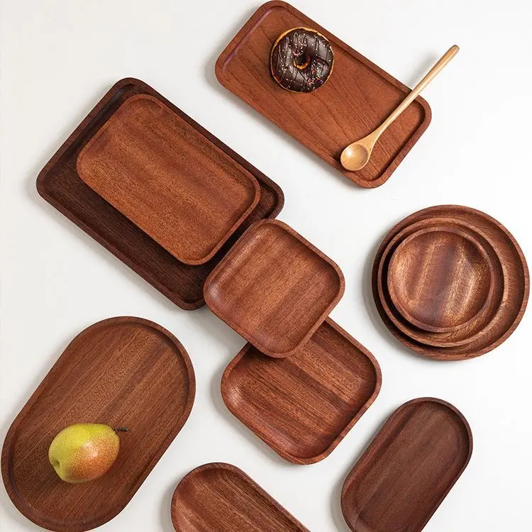 Madeira jantar placas para comer madeira redonda charcutaria placas servindo pratos para alimentos