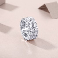 Zanlong 13840 5mm Moissanite 2 rangées hommes femmes bijoux fins glacé 925 argent Sterling VVS Moissanite bague d'éternité de luxe