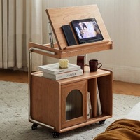 Table basse relevable en bois, étagère mobile, table d'appoint, style nordique moderne, meubles de salon en bois massif pour appartement