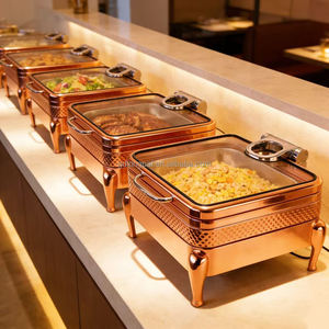 Xingpai ชุดบุฟเฟต์ทำจากแก้วสแตนเลสอุปกรณ์จัดเลี้ยงในเชิงพาณิชย์อุปกรณ์จัดเลี้ยงอาหารทำจากกุหลาบทอง - Product Image 1