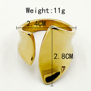 夸张几何不规则欧美金戒指，复古不锈钢戒指男女皆宜 - Product Image 6