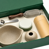 Ensemble de thé matcha avec logo personnalisé, bol en céramique complet, fouet en bambou, boîte, tamis, cuillère, coffret cadeau matcha OEM, kit de préparation