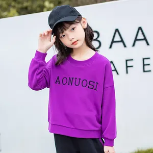 hoodies 10 ans fille Suppliers-Automne manches longues habillement enfants violet lettre impression fille Hoodies et Sweat-Shirts