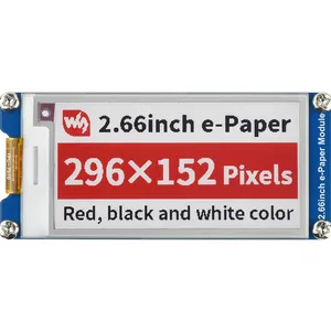 Waveshare Écran brut E-Paper E-Ink 2.66 pouces 296X152Pixels, rouge/noir/blanc trois couleurs, interface SPI, sans PCB