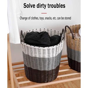 SKY-TOUCH Cesta de plástico duradero para tejer ropa sucia de 1 pieza con asas, contenedor de lavado para almacenamiento o almacenamiento de Juguetes - Product Image 2