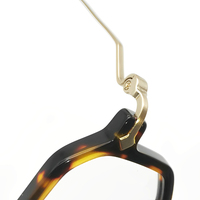 Monture de lunettes hexagonale vintage en acétate motif écaille de tortue, branches métalliques personnalisables, pour verres correcteurs