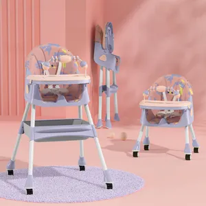 सिला डी कॉमर पैरा बेबे फोल्डिंग बेबी डाइनिंग ईट चेयर एडजस्टेबल कन्वर्टिबल शिशु बेबी फीडिंग हाई चेयर 3 इन 1 व्हील के साथ