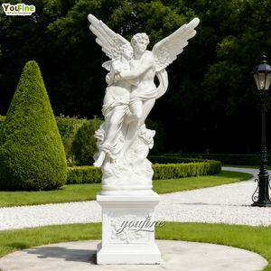 YOUFINEガーデン屋外ヴィラ装飾手彫りアンティーク天然石大理石エロスとサイケ像等身大彫刻 - Product Image 1