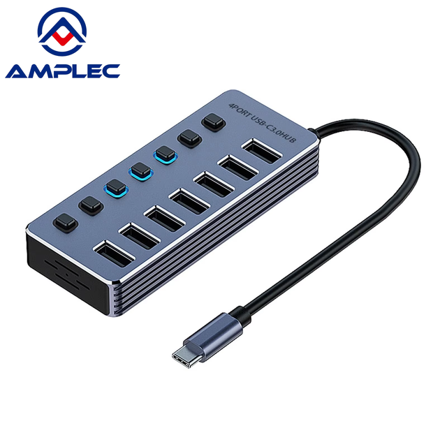 USB3.0 Hub 7 Ports USB3.0 Data Docking Station Plug and Play 5Gbps Splitter for Phone Laptop Computer with Individual Switch&LED