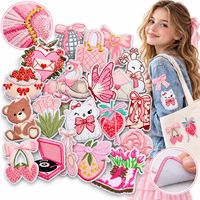 Patch brodé Coquette en gros, motif Cœur, Fraise, Rose, Nœud rose, style girly, thermocollant et à coudre