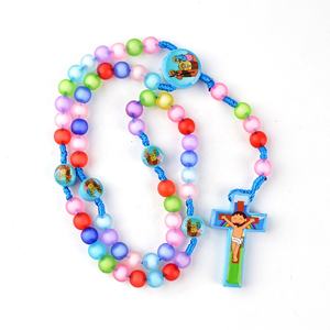 어린이용 핑크 만화 아크릴 가톨릭 묵주 20인치 남아 여아용 코드 묵주 - Product Image 2