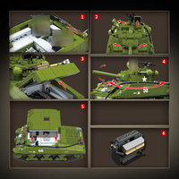 Set de Construcción de Bloques de Juguete: Tanque Mediano Sherman M4A3 de 1175 Piezas, Modelo de Vehículo Militar Panzer de Batalla