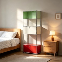 Mueble de Almacenamiento Modular Multicolor Estilo Bauhaus, Estantería Abierta para Sala de Estar y Dormitorio