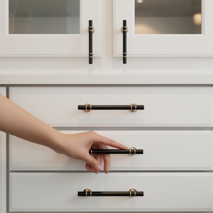 <b>Black</b> Gold T Shaped Drawer Pulls Metal Cabinet Hardware Contemporary Furniture Handle For Kitchen Closet Drawer - Product Image 2