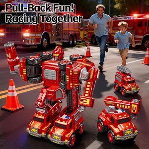 Jouet éducatif EPT 5 en 1, <span class=keywords><strong>camion</strong></span> de pompiers, garçons, enfants de 3 à 6 ans, assemblage, transformation, robot démontable - Product Image 2