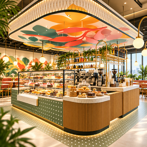เคาน์เตอร์บาร์คาเฟ่สมัยใหม่ ตู้โชว์ขนมแบบสั่งทำสำหรับร้านกาแฟ ร้านเบเกอรี่ และร้านอาหาร - Product Image 1