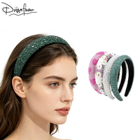 DREAM FASHION Bandeau personnalisé coréen mignon pour cheveux, léger, de haute qualité, coloré, avec strass, épais, large, rembourré et pailleté