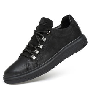 Zapatillas Deportivas de Cuero Genuino OEM Personalizadas para Hombre, Talla Grande, Negras, Casuales, a la Moda, de Cuero Real - Product Image 4