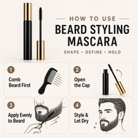 Mascara coiffant pour barbe de haute qualité pour hommes, super imperméable, épaississant, assombrissant, longue tenue