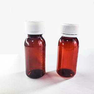 卸売カスタマイズ可能なプラスチック50 ml 60 ml液体楕円形ボトルチャイルドプルーフキャップ付き段階的琥珀色薬液体ボトル - Product Image 4