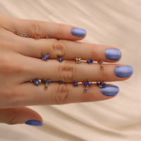 Vente en gros S925 Sterling Silver Flat Back Stud Boucles d'oreilles Lapis Lazuli naturel Piercing pour femmes Bijoux à la mode avec pierre de Zircon