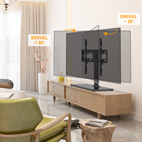 Soporte de TV Universal de Diseño Moderno y Elegante, Base de Vidrio, para Pantallas de 32-55 Pulgadas, Giratorio 30°, para Hogar y Oficina, Color Negro, Fácil de Instalar