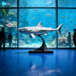 Скульптура акулы-молотоносца из нержавеющей стали на заказ, современное животное искусство для декора на открытом воздухе у моря - Product Image 4