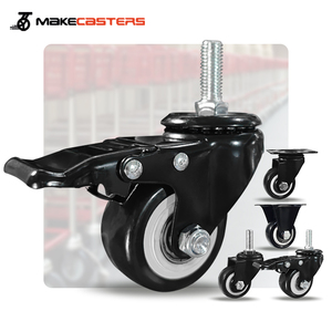 1.5 "2" 2.5 "3" 4 "5" pollici vite M8 M10 M12 PVC ruote industriali doppio cuscinetto PP ricino nero mobili carrello freno girevole - Product Image 1