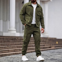 Ensemble pantalon et veste de travail vintage robuste pour homme, style américain, multi-poches, tendance, pour l'été, transfrontalier